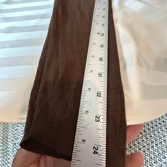 Alfani Chocolate 💯 % Silk Open Front Sweater - Picture 3 of 12